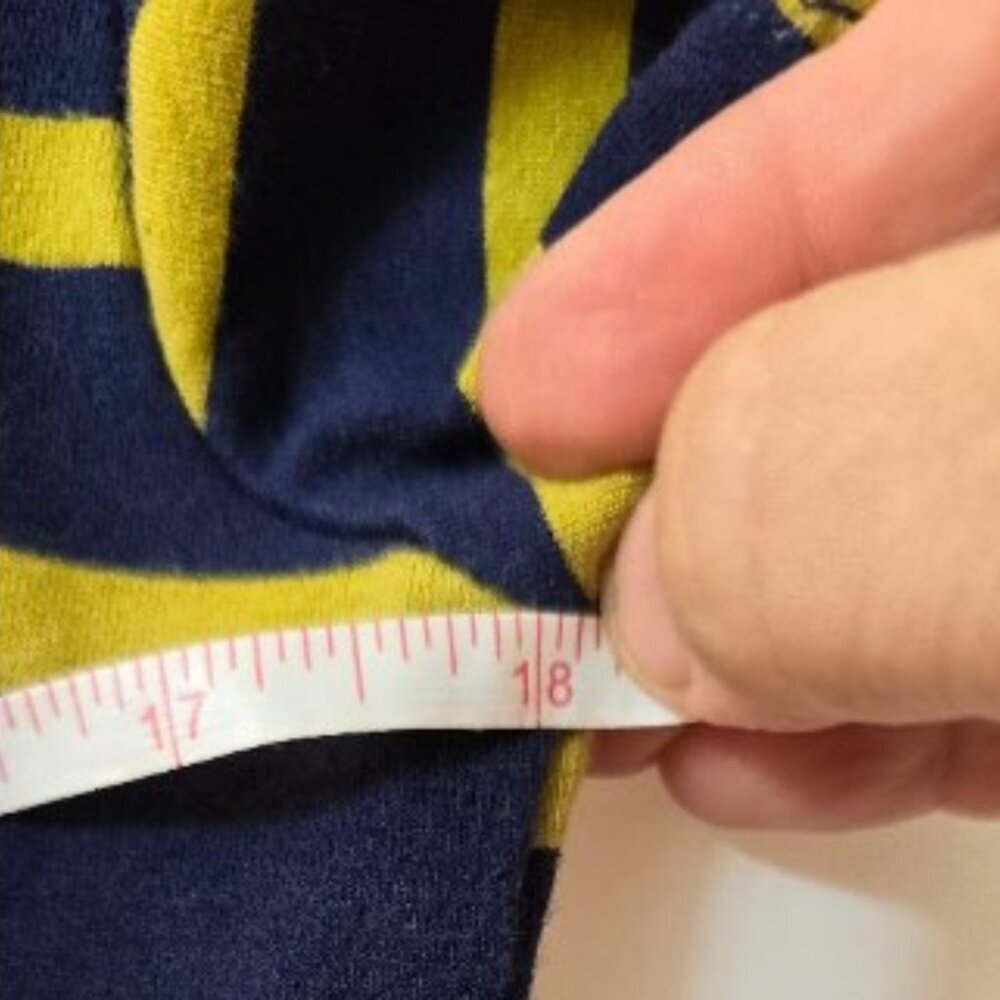 Old Navy Women Dress Bodycon V Neck Knit Blue Yellow Striped Short Sleeve Size L - Picture 8 of 12